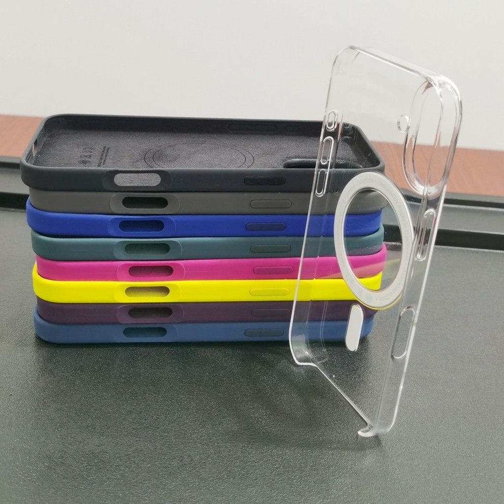 Trong suốt [chính thức 1: 1] Silicon lỏng từ tính cho iphone 17 / 16 / 15 / 14 / 12 / Pro / Pro Max / Plus / Vỏ điện thoại Air Hoạt hình bật lênEquipped