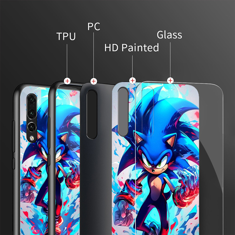 Ốp điện thoại kính cường lực sonic the hedgehog 03 cho Samsung Galaxy S9 Plus S10 S10e S20 FE S20 Plus S21 S22 S23 S23 S24 Ultra Cover