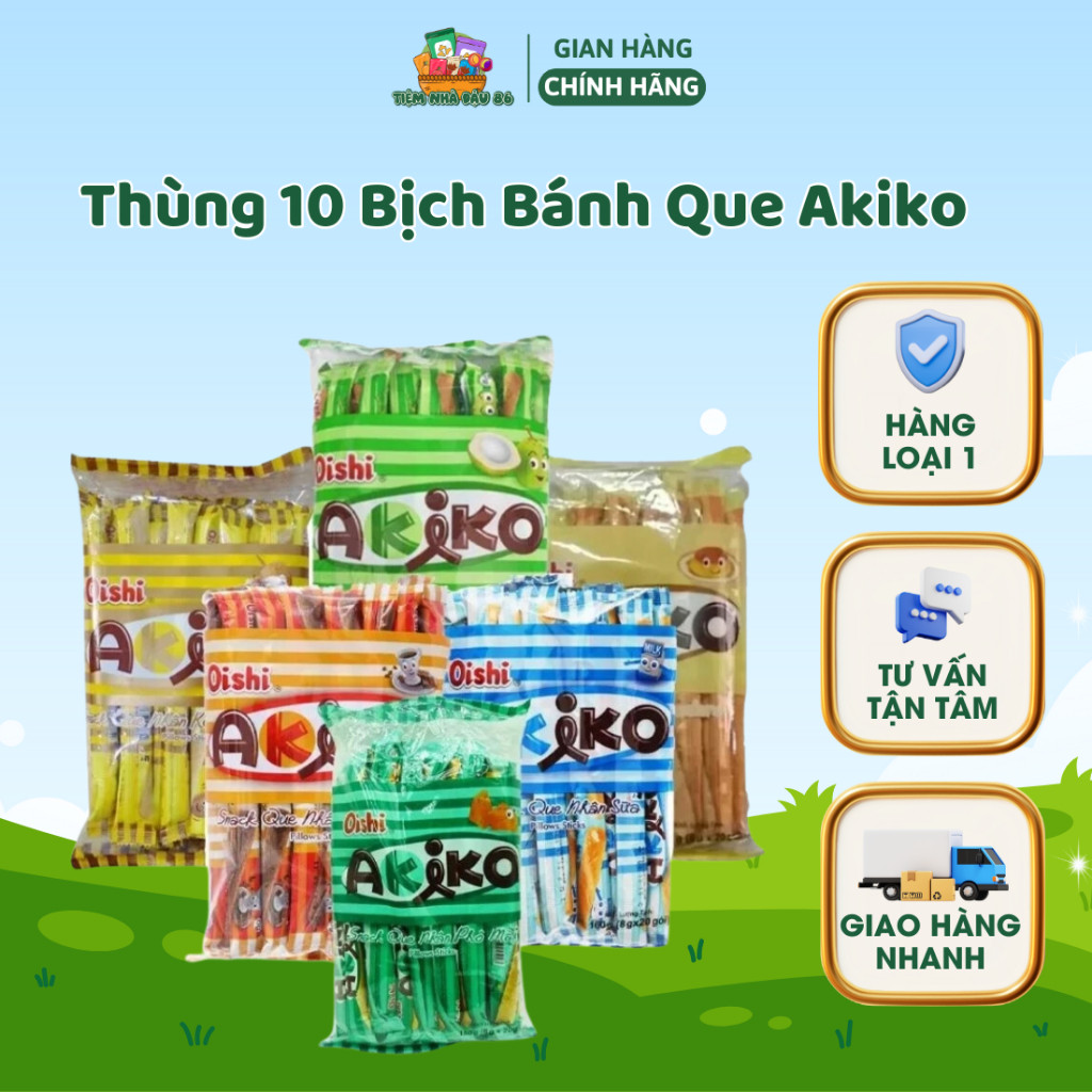 Thùng 10 bịch bánh que Akiko ( mỗi bịch 20 que) | Shopee Việt Nam