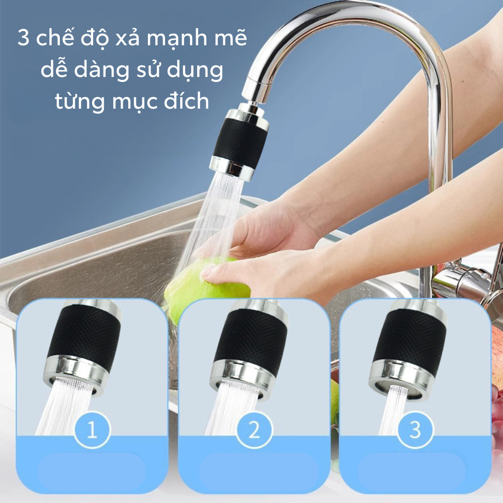 Đầu Vòi Lọc Nước Tăng Áp Xoay 720 Độ 3 Chế Độ Phun Tiện Lợi Cho Bồn Rửa DINOHOME