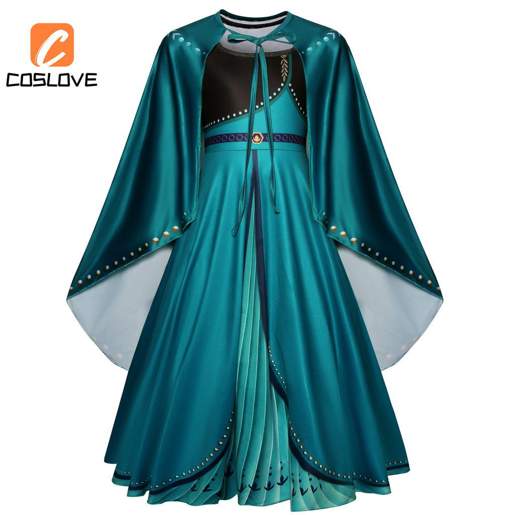 Anime Frozen Anna Elsa Cosplay Quần Áo Trọn Bộ Trang Phục Trang Phục Cho Bé Gái Váy Xanh Váy Cosplay Đảng Biểu Diễn