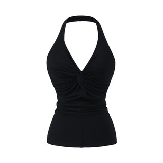 Phong Cách Mới Cổ Chữ V Xoắn Dây Đeo Cổ Gợi Cảm Skinny Nữ Top