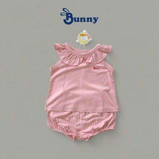 Bộ hè bé gái Bunny cổ bèo chất thun lạnh mềm mát thoáng khí size 4-15kg