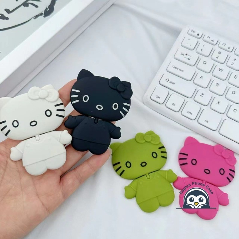 Nhiều Màu Mờ Vỏ Nhựa Dán Loại Màu Trơn Gương Mèo Kitty Giá Đỡ Điện Thoại Có Thể Được Sử Dụng Để Chạm Vào Trang Điểm Và Đồng Hồ Phim Truyền Hình