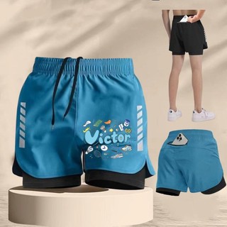 Quần short cầu lông Victor 2025 mùa hè, quần hai lớp có túi thắt lưng, phù hợp tập thể dục, đi xe đạp, chạy đường đua và yoga
