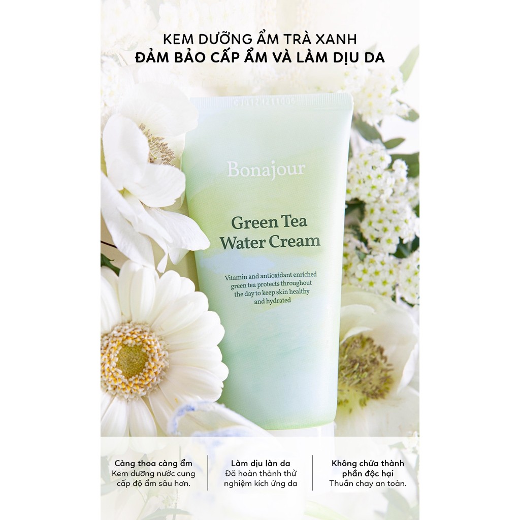 Kem dưỡng ẩm làm sáng và cải thiện nếp nhăn BONAJOUR GREEN TEA WATER CREAM 100ml | DAMDAVN