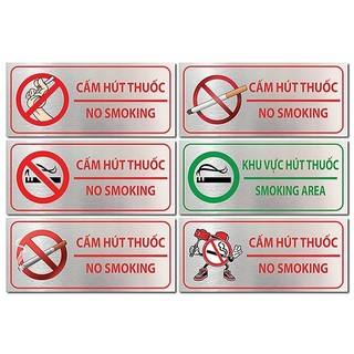 Cấm hút thuốc, biển báo No smoking, bảng báo No smoking, bảng cấm hút thuốc loại cao cấp, in UV trên Alu