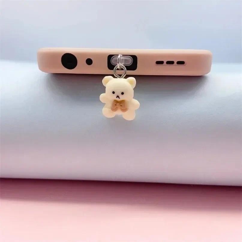 Mặt dây chuyền cắm bụi điện thoại cho iPhone Samsung Xiaomi Type-C / iOS / Micro USB Giao diện cắm bụi đa năng Gấu nhỏ dễ thương