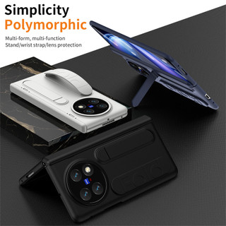 Ốp Điện Thoại Silicon Cho Vivo X Fold5 Fold3 Pro Fold 5 3 Pro 5G Dây Đeo Cổ Tay Đứng Chống Sốc Vỏ PC Cứng
