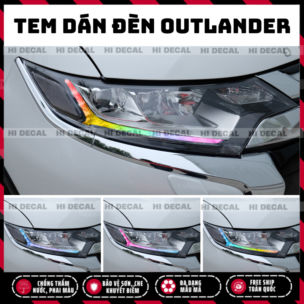Tem dán đèn Outlander, decal dán đổi màu bảo vệ đèn Outlander dán đèn trang trí xe chống nước bền màu
