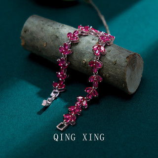 Châu Âu Mỹ ins Phong Cách Mới Cỏ Ba Lá Full Kim Cương Đồng dát Ruby Vòng Tay Nữ