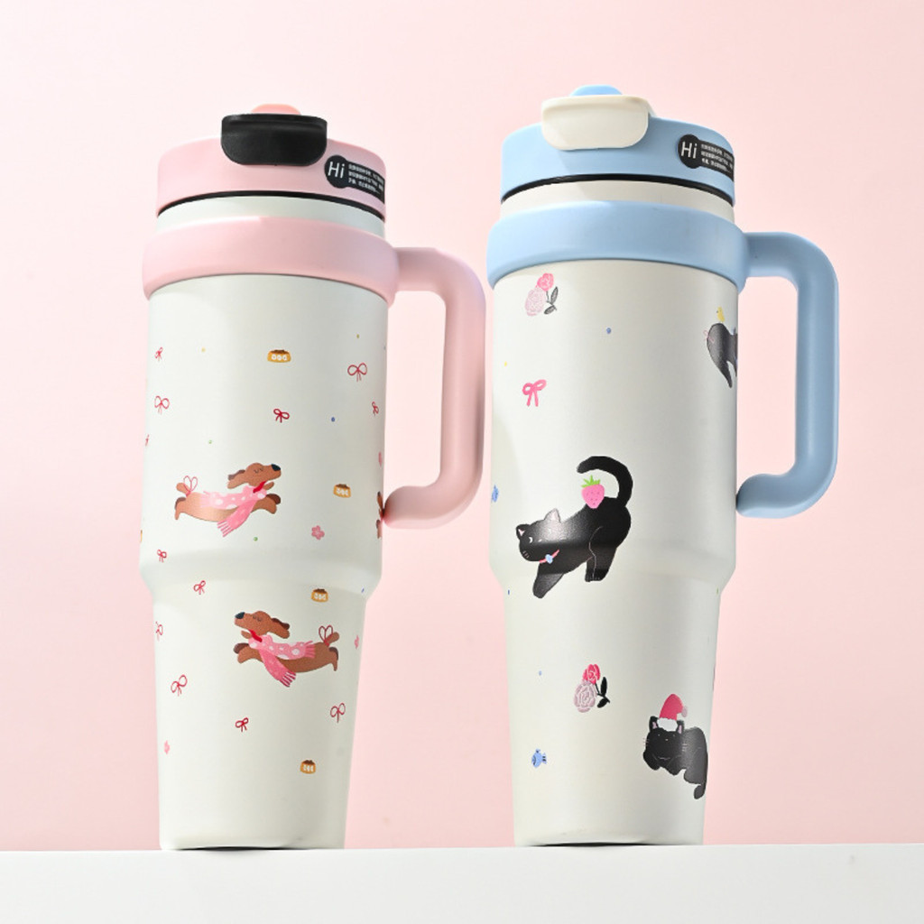 Ly giữ nhiệt BingBa 1000ml, chất liệu inox 316, có tay cầm, giữ nhiệt nóng lạnh 8-12h, kèm ống hút