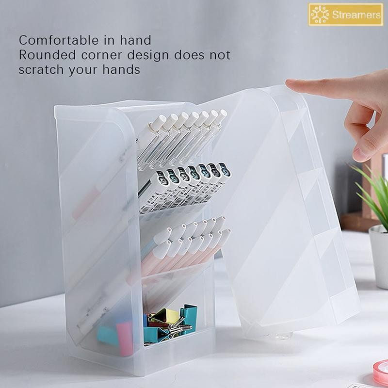 Streamers Để Bàn Trong Suốt Mờ Bút Đựng Bàn Chải Trang Điểm nghiêng Son Môi Hộp Bảo Quản Văn Phòng Phẩm Đa Năng Hộp Bảo Quản Mới