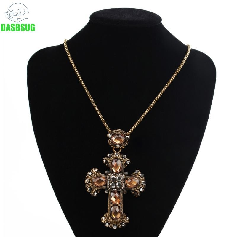 Dasbsug Vintage Chữ Thập Mặt Dây Chuyền Vòng Cổ Cho Nữ Dây Xích Goth Choker Grunge Trang Sức