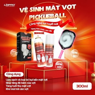 [Chai 300ml] Combo Xịt vệ sinh vợt Pickleball LIGPRO Tặng khăn Bọt Tuyết NANO BẠC chăm sóc và bảo quản các loại vợt