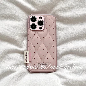 INS Hàn Quốc Màu Hồng Chấm Bi Iphone Ốp Lưng Mùa Đông Xuống Áo Iphone 14 Pro Max Da Chống Thấm Nước Iphone 11 Vỏ Bảo Vệ Camera Cho IPhone 17 16 15 14 13 12 11 Pro Max