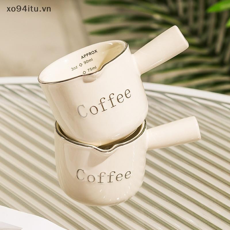 Xoitu 90ml Cốc đo tốt nghiệp bằng gốm đậm đặc có tay cầm Hộp đựng chất lỏng Cốc sữa VN