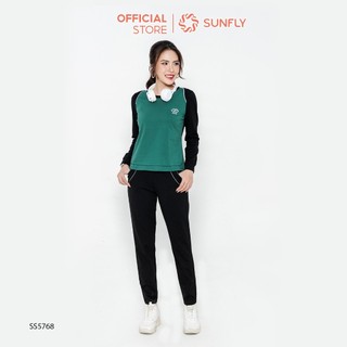 Bộ thể thao nữ SUNFLY cotton compact áo dài quần dài SS5768 đồ bộ nữ đồ mặc nhà chất liệu cao cấp, thiết kế trẻ trung