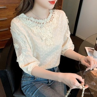 Mùa Hè 2025 Mới Áo Voan Cho Nữ Tay Ngắn Rỗng Ra Top Áo Sơ Mi Hợp Thời Trang