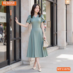 Đầm thiết kế BEMINE cổ tim dáng chữ A phù hợp đi làm-MT11076