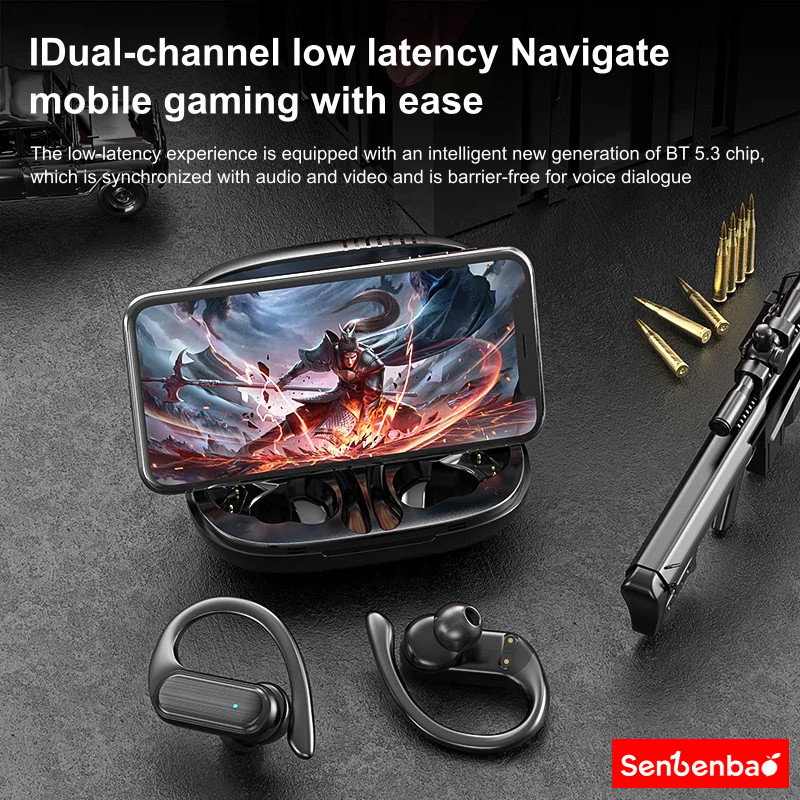 Tai nghe Bluetooth không dây Senbenbao A520 – Âm trầm sâu, chống nước, thể thao Tai nghe không dây đích thực có Mic tích hợp cho cuộc gọi