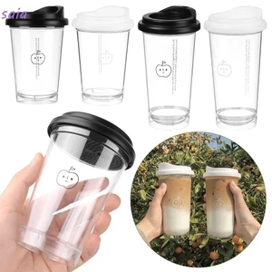 Cốc Nước SAIA, Chai Nước Trong Suốt Chống Rò Rỉ, Kawaii 355ml / 473ml Bình Uống Không Chứa BPA Cho Nước ép Trà Sữa Cà Phê