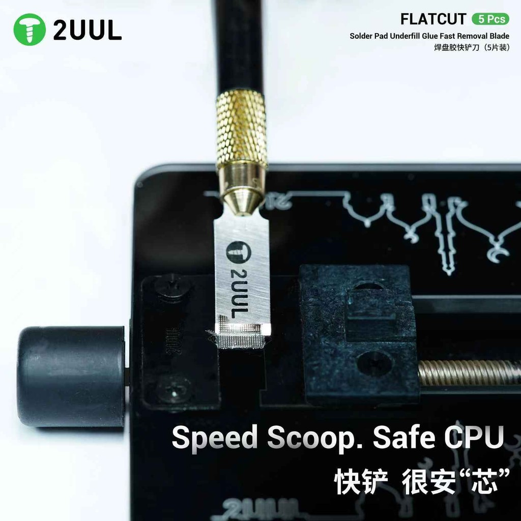 2UUL DA28 FLATCUT 5 Miếng Hàn Miếng Dán Loại Bỏ Keo Bộ Lưỡi Dao Có Giấy Nhám Cho Điện Thoại PCB Sửa Chữa An Toàn CPU Chip Dụng Cụ Cạo