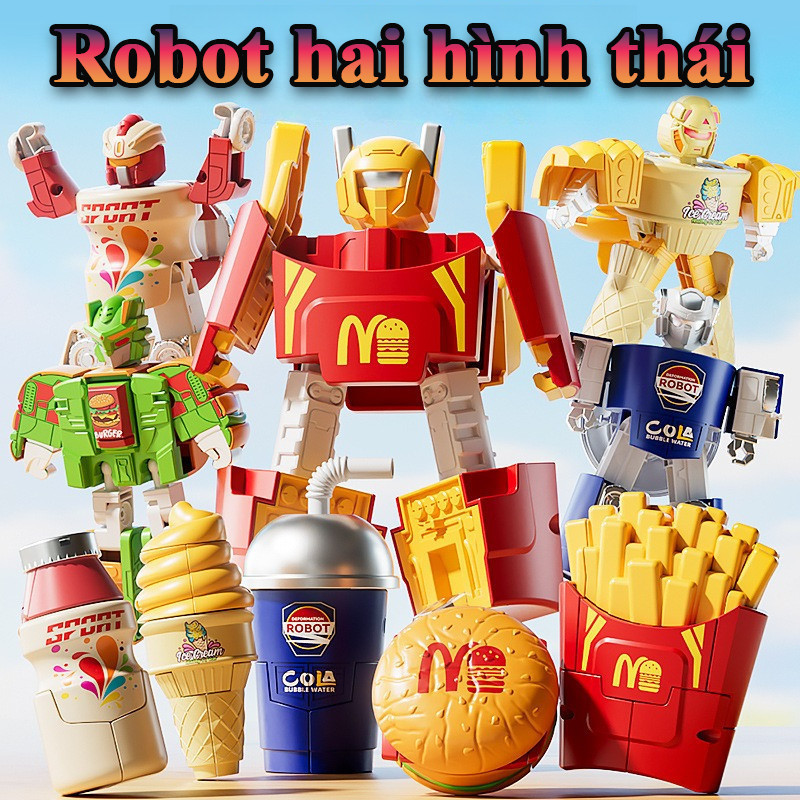 Đồ Chơi Robot Biến Hình Kép, Đồ Chơi Giáo Dục Thực Phẩm, Khớp Linh Hoạt, Quà tặng trẻ em