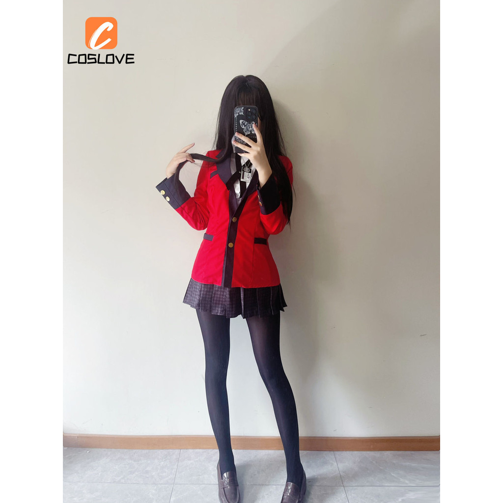 Anime Kakegurui Yumeko Jabami Cosplay Trọn Bộ Trang Phục Học SinhJK với Đảng Hiệu