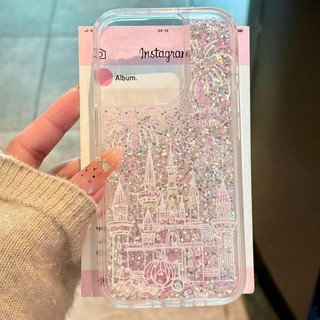 Ốp điện thoại lâu đài cát lún lỏng sang trọng cho iPhone16 15 14 13 12 11 Pro Max bảo vệ camera chống sốc chống rơi mặt sau mềm