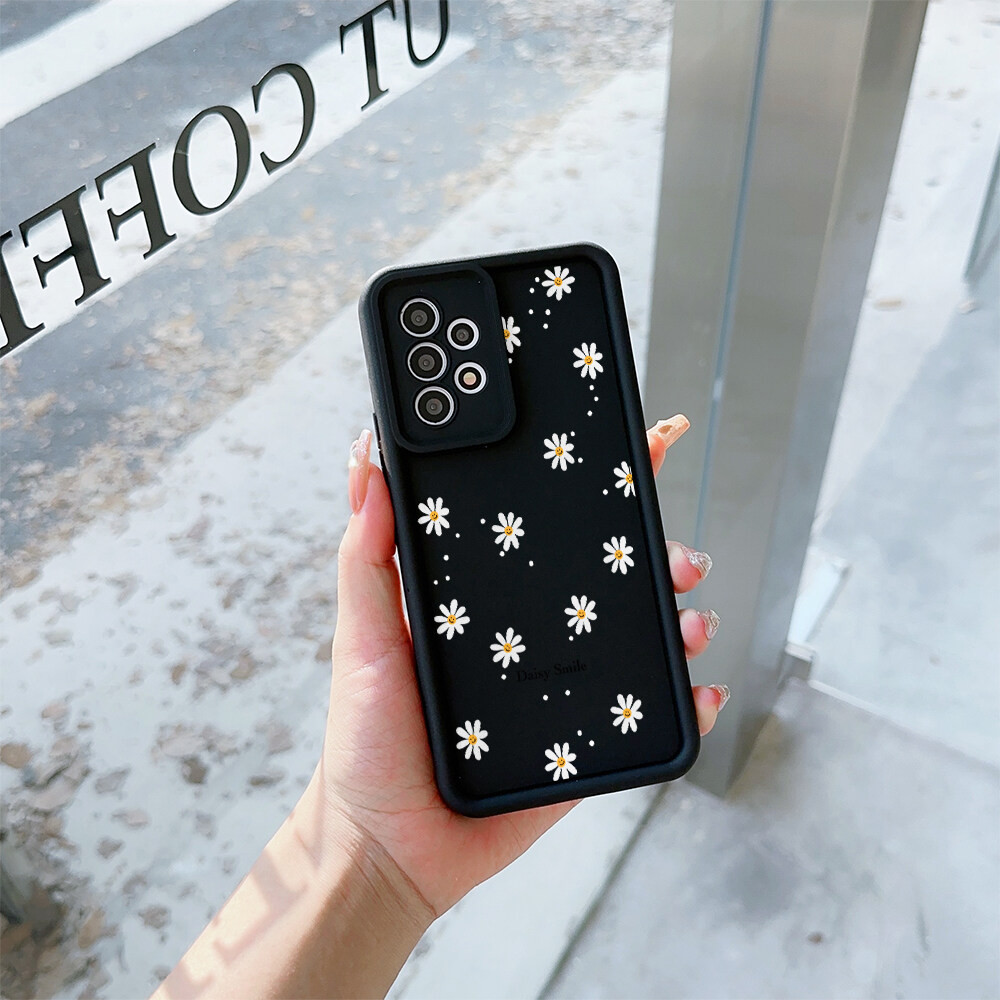 Ốp Điện Thoại Hoa Cúc Nụ Cười Dễ Thương Hoa Cúc Cho Samsung Galaxy A15 A55 A14 A16 5G S20 S23 S24 FE S25 Ultra Plus Ốp Mềm Mờ Họa Tiết Mát Mờ Bảo Vệ Camera Chống Sốc