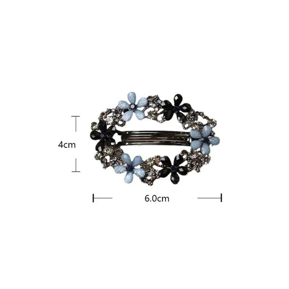 Kẹp tóc hoa hình bầu dục HOBBYIN, thiết kế pha lê Hàn Quốc, kẹp đuôi ngựa đính kim cương giả sang trọng, phụ kiện tóc nữ