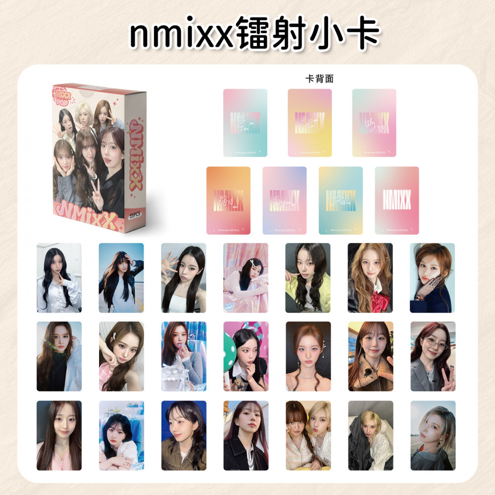 LINXX 55 Chiếc NMIXX Holographic Lomo Cards Bộ Thẻ Ảnh HD Bộ Sưu Tập Quạt Hàng Hóa 3inch Sưu Tập Thẻ Nhỏ Quà Tặng Cho Người Hâm Mộ Kpop