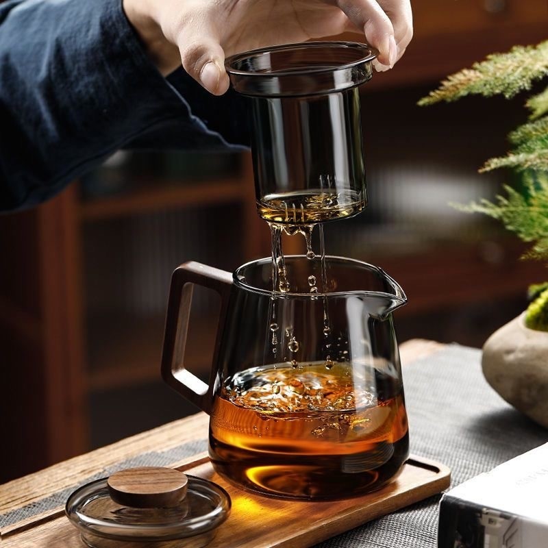 [Bán Chạy] Ấm Pha Trà Thủy Tinh Dày 650ml - An Toàn Chống Cháy Nổ, Thiết Kế Tách Nước Trà Riêng Biệt | Bộ Ấm Kung Fu Sưởi Ấm Đa Năng | Phù Hợp Mọi Loại Bếp