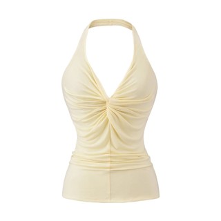 Phong Cách Mới Cổ Chữ V Xoắn Dây Đeo Cổ Gợi Cảm Skinny Nữ Top