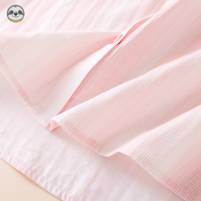 Phong cách Nhật Bản Phong cách Muji / Nam Nữ Phong cách cặp đôi Cotton nguyên chất Gạc đôi Gradient Bộ đồ ngủ sọc / Bộ đồ mặc nhà thông thường có thể mặc bên ngoài