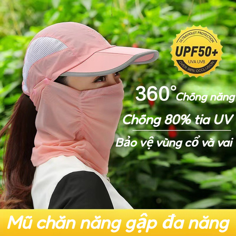Mũ Lưỡi Trai Chống Nắng Nam Nữ, Nón Kèm Lưới Che Kín Mặt,Mũ chắn nắng gập đa năng