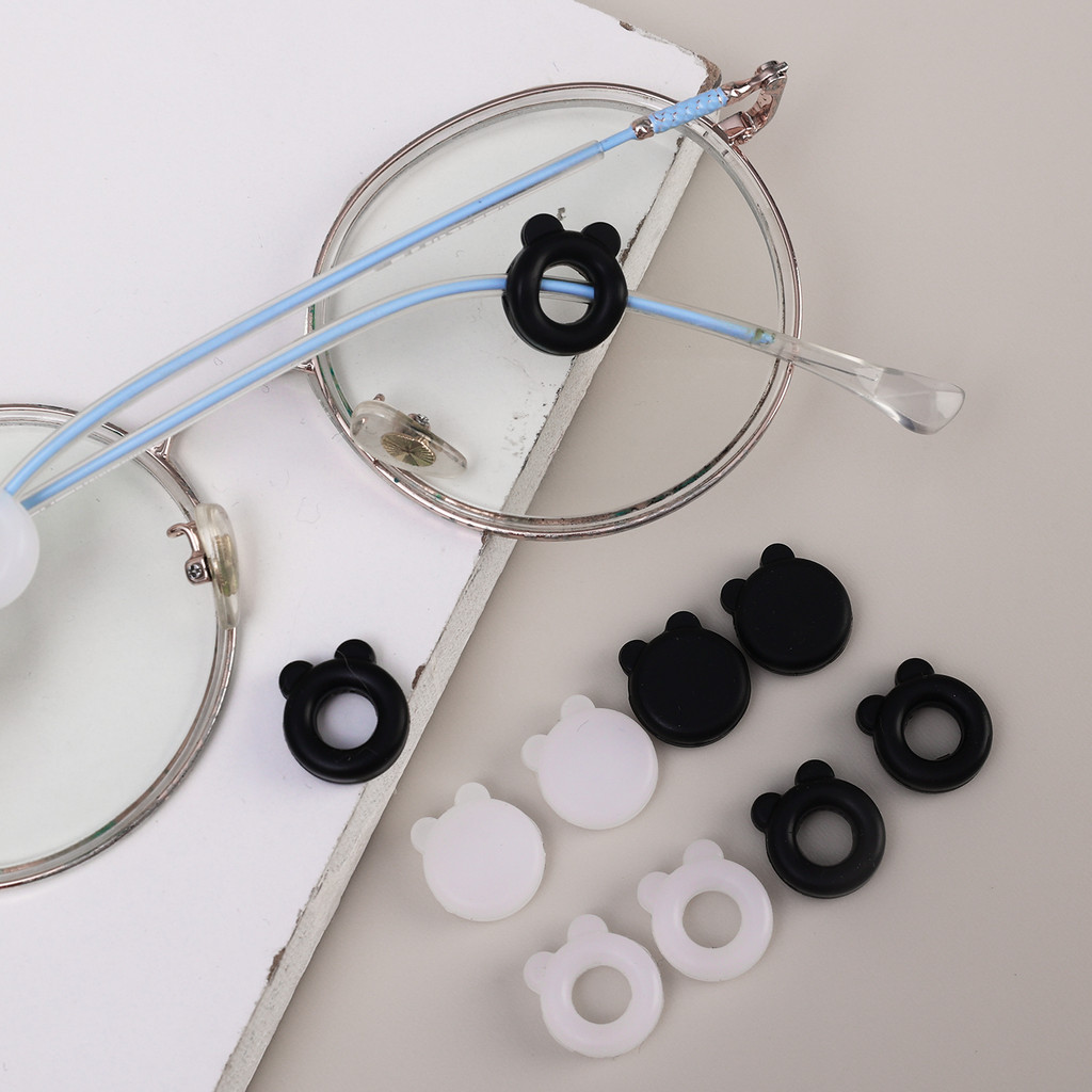 Kính Tai Gấu Chống Trơn Trượt Miếng Đệm Silicon 1.3cm, 5 / 10 / 20 Cặp Kính Mắt Chống Rơi Để Sử Dụng Hàng Ngày, Phụ Kiện Thể Thao Unisex Đen / Trắng