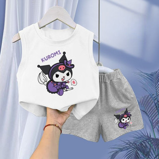 Bộ áo và quần short xe tăng mùa hè cho bé gái Kuromi 2025 Trang phục nhẹ không tay cho trẻ em