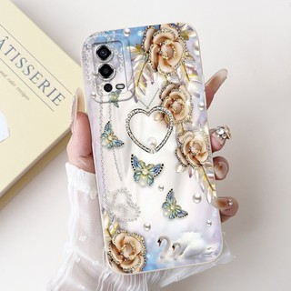 Dành Cho Oppo A55 4G CPH2325 Vỏ Hoa Thời Trang Mới Vỏ Bảo Vệ Ống Kính Silicon Mềm Cho OPPO A55 4G A 55 Túi Điện Thoại