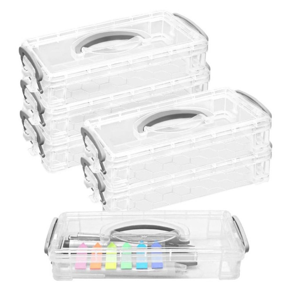 HIGHVIEWLS Bút chì cầm tay, Hộp đựng cọ sơn có thể xếp chồng lên nhau có thể tháo rời, Chất liệu nhựa nhiều lớp di động Thiết kế trong suốt Bút màu nước Danh thiếp
