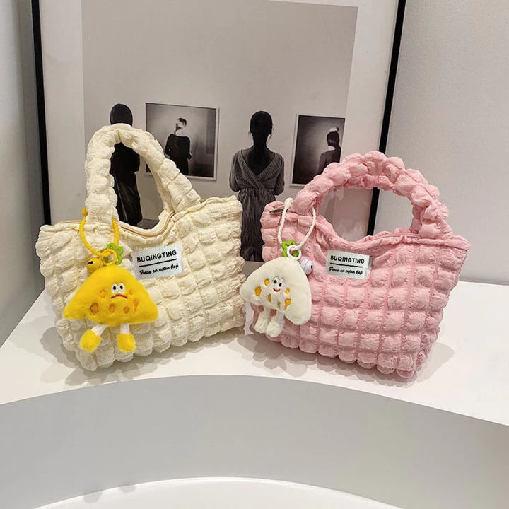 Túi mây 24H Túi đựng đám mây Túi bong bóng Túi báo hàng tuần này Túi đeo nách Macaron tươi Túi đựng rác nhỏ màu đen Phiên bản Hàn Quốc Túi mây Hàn Quốc Túi phồn