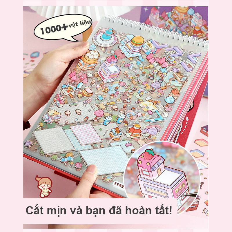 Bộ sưu tập các cảnh thu nhỏ Nhãn dán PET Sổ Lưu Niệm Bộ 20 Cái,Đồ chơi