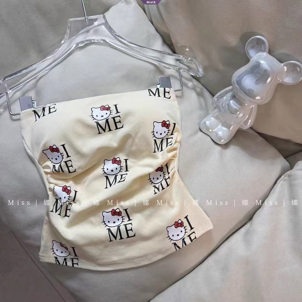 Có Miếng Lót Áo Ngực Một Vai Ống Top Nữ Mùa Hè Gợi Cảm Hello Kitty In Hình Tank Top Spice Girls Tops [BL]