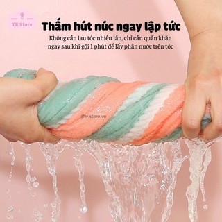 Khăn quấn đầu khô tóc siêu thấm hút 2 lớp microfiber lông cừu mỏng