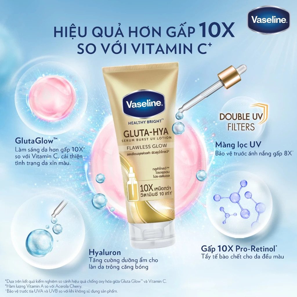 Sữa Dưỡng Thể Vaseline 10X Gluta-Hya Serum Burst Lotion Trắng Da Ban Đêm