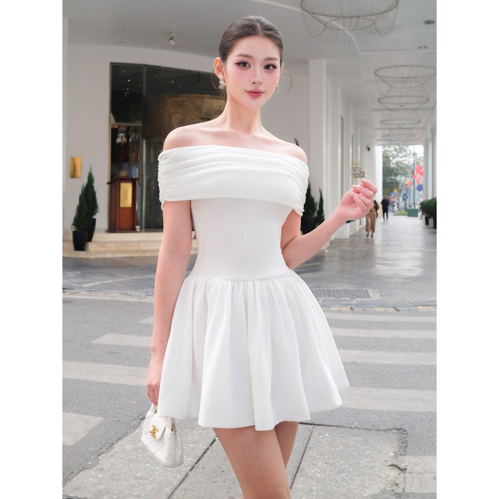 Ảnh JOVEN Đầm Nữ Emma Midi Phối Dây Thun Xoắn Vai 1