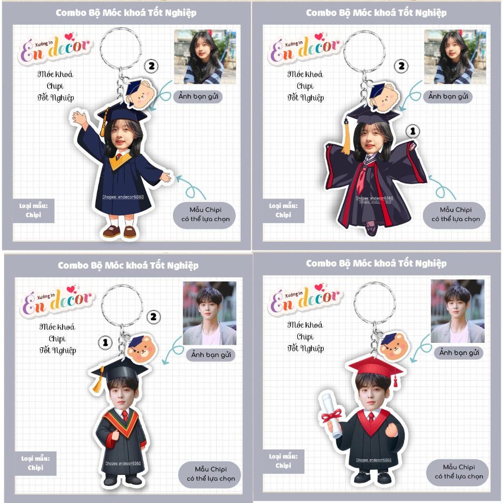 Quà tặng tốt nghiệp ý nghĩa- Móc khoá, standee, lò xo, standee lắc đầu - Sango