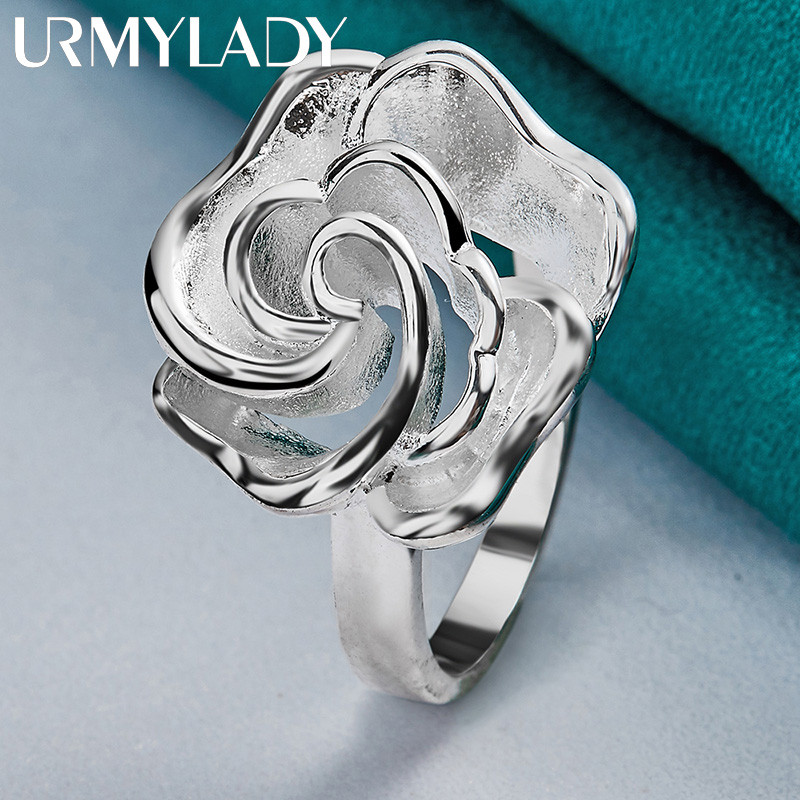 URMYLADY Nhẫn Hoa Bạc 925 Mới Cho Nữ Mỹ Thanh Lịch Trang Sức Dự Tiệc Thời Trang