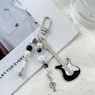 JULYHOT Đàn Guitar Dễ Thương Micro Hạt Điện Thoại Di Động Dây Xích Ngọt Quyến Rũ Móc Khóa Ba Lô Nhạc Note Mặt Dây Chuyền Túi Trang Trí Cô Gái Quà Tặng Massivedeals